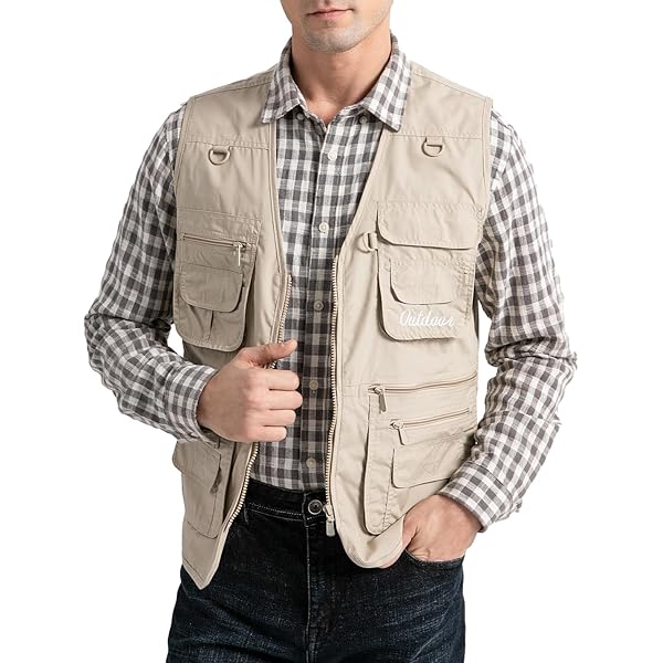 YOUTHUP Heren Utility Vissen Vest Outdoor Multi Pocket Werk Vesten