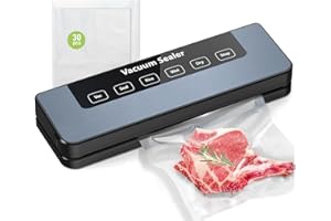 Vexloria Máquina de Vacío 65Kpa, 5 en 1 Conservación de Alimentos | Modos Seco y Húmedo | 30 Bolsas de Vacío Incluidas | Vakuumizador Profesional para Alimentos, Negro