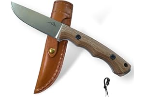SK Wild Ones® Neck Knife Messer - Outdoor Neckknife Survival - Jagdmesser feststehende Klinge - Echtleder Holster Gürtelmesser & Micarta Griff - EDC Messer Outdoor Messer - 440 C Edelstahl Borni
