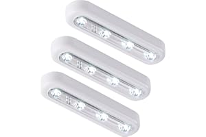 Lights4fun Set of 3 Battery Under Cabinet Cupboard Touch Lights with Stick On Pads Cool White LED