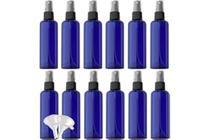 YANCAER 24 Pezzi Blu 100 ml Bottiglie Spray con Testa di Spruzzo Nera,Bottigliette Spray Vuote Set in Plastica, Flaconi Spray da Viaggio, Aereo Contenitori da Viaggio per Cosmetici