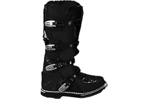 WINNET Stivali per moto da cross enduro fuoristrada quad (46 EU, Nero)