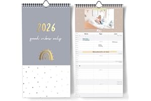 ‎PAPERLIONS XL Family Calendar 2026 Design Yourself I [Gold Leaf] I 3 Columns I Photo Calendar 22 x 43 cm I DIY Craft Calendar for Photos to Design Yourself