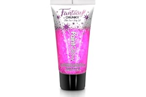 PAINTGLOW Chunky Holographic Glitter Face Gels 50ml - Cosmetic for Face, Body and Hair Essential Festival and Rave Beauty Makeup - Vegan All in 1 Fix Glue in a Ready (Flamingo Fiesta)