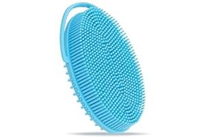 FREATECH Spazzola Scrub Corpo in Silicone con Manico Anello - Spazzola Bagno Doccia Esfoliante a 2 Lati per Pulizia Profonda e Massaggio, Facile da Tenere e Appendere, Più Igienico e Duraturo, Azzurro