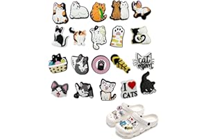 TPZORJX 20 Piezas Shoe Charms Zapatos Adornos PVC para Crocs,Forma de Pata Gato Dibujos Animados,Decoración de Zapatos Tipo Zueco para Niños Adultos DIY Regalo