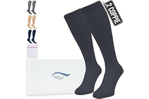 360 Relief Calze Compressione Graduata Donna e Uomo - 2 Coppie Solido Colore Gambaletti Compressione Graduata per Sports, Running, Viaggio, Ciclismo, Lavoro - S/M Nero con Borsa Lavanderia
