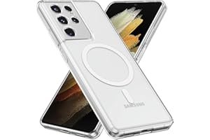 RALEAVO Etui do Samsung Galaxy S21 Ultra 5G, magnetyczne, krystalicznie przezroczyste, kompatybilne z MagSafe, odporne na wstrząsy, wojskowa ochrona, etui na telefon Samsung S21 Ultra, przezroczyste