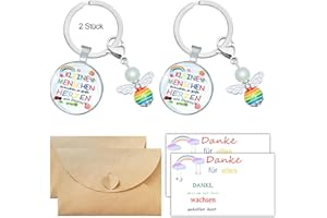 MKISHINE 2pc KLEINE MENSCHEN brauchen so große Herzen wie Deins Geschenk Abschied Erzieherin Tagesmutter Kita Kindergarten Perlenengel Schlüsselanhänger