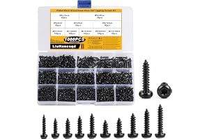 1000 st svarta TORX plåtskruvar självgängande M2-M3 | Set med karosseriskruvar, borrskruvar och träskruvar. Platt och linshuv