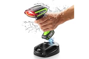 Eyoyo 2D QR Industrial - Escáner de códigos de barras inalámbrico con soporte de carga inalámbrico, resistente, resistente al agua, IP65, lector de códigos de barras 3 en 1 con Bluetooth, inalámbrico