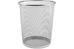 Sinoba Papierkorb Mülleimer Abfalleimer Papiereimer Draht Höhe 34 cm 18 L (Silber)