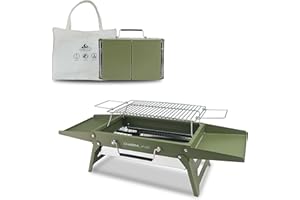 Charmline 34 * 23cm Barbecue Portable, Gril à Charbon Compact Pour L'extérieur, Gril à Barbecue Pour le Camping, Les Pique-Niques, Les Jardins et Les Fêtes de Plage, Vert