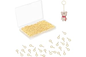 LYFLUX 1000 pezzi ganci occhio vite, DaKuan 10 mm x 5 mm Mini metallo Hoop Peg vite occhio Pin Hook, viti occhio, per la produzione di arte fai da te, portachiavi, ciondoli, ecc (oro)