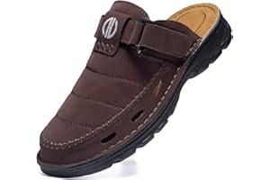 GURGER Sandały Męskie Skóra Sabot Letnie Drewniaki Zamknięte Toe Kapcie