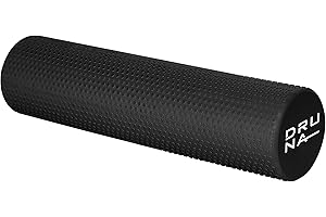 DRUNA Foam Roller de Espuma Rulo Extra Largo Rodillo Redondo para Masajes Musculares, Fitness, Yoga y Pilates en Casa y Gimnasio EVA Liviano INDIGO 60 * 15 cm Negro