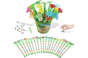 ICEPAPA, 20 Swop point crayons & 20 spinning tops, ideas as crayons party bag fillers and party bag fillers for kids (Cartoon spinning tops)