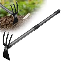 Zappa E Coltivatore 2 In 1 Lilyvane Con Manico Regolabile Lungo 114 Cm - Attrezzo Da Giardino In Acciaio Al Carbonio - 3