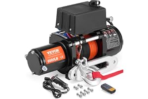 VEVOR Elektrisk vinsch, 721 kg lastbil släpvagn vinsch, 12 V DC 1/4 tum x 16,8 m syntetiskt rep aluminium fairlead trådlös och trådbunden fjärrkontroll, IP55 vattentät bogsering för off-road SUV ATV
