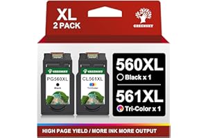 GREENSKY 560 561 XL Remplacement pour Cartouche Canon 560 561 XL pour Canon Pixma TS5350i TS5350 TS5351 TS5351i TS5351a TS7451 TS7450i TS7451a TS7450 TS5352 TS5353 PG560XL CL561XL (1 Noir, 1 Couleur)