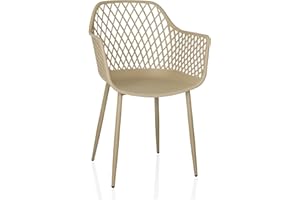 ‎HJH LIVING hjh LIVING Schalenstuhl mit Armlehne, wetterfest BEGIO L Kunststoff Stuhl In- und Outdoor für Garten, Terrasse oder Esszimmer, Beige