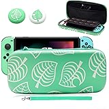 Pochette pour Nintendo Switch, Animal New Horizons Switch Coque Housse avec 10 Boitier pour Carte de Jeux & Thumb Grip Caps pour la Console, Accessoires pour Nintendo Switch