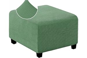 ZZDZW Copri Pouf Quadrati Elasticizzato Copri ottomano Quadrato Copri Sgabello Copri Pouf poggiapiedi Quadrato Copri Sgabello Fodera per poggiapiedi Avorio Lunghezza