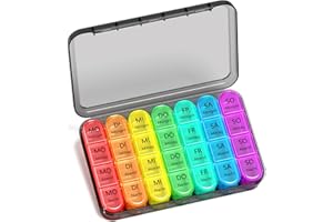 ‎BETIFE Betife Tablettenbox 7 Tage 4 Fächer Morgens Mittags Abends Nachts | BPA-Frei Pillendose Groß für Unterwegs | Medikamentenbox Wochenbox (Schwarz)