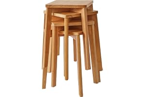 IBUYKE 4 st träpall matstaplingsstol RF-1501-4 | 29 x 44 x 33 cm, bänkhöga pallar för vardagsrum hem kök kontor klassrum