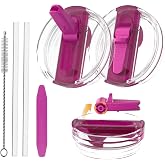 CloudValley [2 Pack] Leak Proof Lid for Stanley Cup 40 oz Accessories, Anti Drip Replacement with Folding Straw, [Detachable