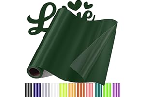 Sgooyir Rouleau Vinyle thermocollant Vert foncé pour Tissu, 30.5 x 183 cm Flex Thermocollant pour Tissu, T-Shirts, Sacs, Casquettes