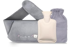 VOTUKU Borsa dell'acqua calda soffice con fodera e cintura, borsa dell'acqua calda con morbido peluche, calda borsa dell'acqua calda per mani, piedi, spalle, collo, addome, ginocchia, vita, schiena
