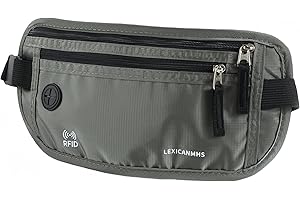 LEXICANMHS Pochette Ceinture de Voyage Sécurisée – Ceinture de Voyage Antivol – Sacoche Banane Plate Sécurisé pour Voyage – Banane Voyage Invisible pour Homme et Femme (Gris)