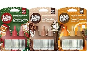 Fresh & More Winterduft Nachfüller Set - 3x20ml, kompatibel mit 3Volution Duftstecker, Raumduft-Nachfüllflakons Christmas Bakery, Hot Chocolate, Orange & Cinnamon