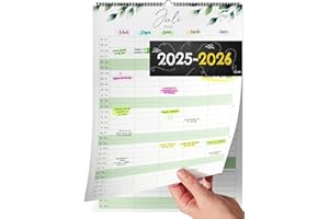 MILULA STUDIOS Calendario de pared 2025 2026 grande - calendario 2026 planificador familiar jul 2025 - dic 2026 - calendario 2026 calendario de pared - planificador familiar 2026 - calendario familiar 2026 -