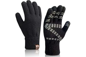 Maylisacc Guanti a Maglia Termiche Invernale, Guanti Touch Screen da 24cm per Uomo e Donna con la Mano Grande, Perfetto per Mandare Messaggio, Digitare Smartphone