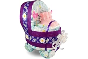 TIERNOS MOMENTOS Windeltorte Kinderwagen Für Mädchen Violett