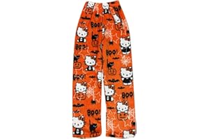 NIUREDLTD Pyjama Pantalon Femmes Flanelle Pyjamas Filles Polaire Chaud Dessin Animé en Laine Kawaii à La Mode Pyjamas Flannel Pantalons Femme Hiver Imprimé Maison DéContracté Pantalon