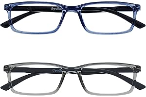 OPULIZE SEE Gafas de Lectura de Bloqueo de Luz Azul para hombre y mujer, Lentes Antideslumbrante, Protección UV, Rectangular