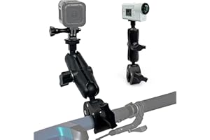 MyGadget Metalowy uchwyt na kierownicę motocykla i roweru do GoPro - z 2 głowicami kulowymi 360° - w tym śruba z hakiem J i śrubą 1/4 - czarna