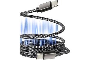 Auravale USB C till USB C-kabel, magnetisk, rullad, 60 W, 1 m, flätad nylon