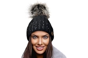 4sold Winter Autunno Inverno Cappello Cristallo più Grande Pelliccia Pom Pom Invernale di Lana Berretto delle Signore delle Donne Beanie Hat Pera Sci Snowboard di Moda