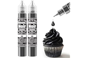 HXDZFX Colorant Alimentaire Gel Noir - Gel Icing Color Set, Décoration de Gâteau, Pâtisserie, Beignets, Crème Glacée, Macaron - 30ml×2 Bouteilles