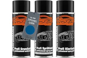 TRISTARcolor Autolack Spraydosen Set für VW/Volkswagen LA5X Diving Blue Metallic Grundlack Basislack Klarlack Sprühdose 400ml
