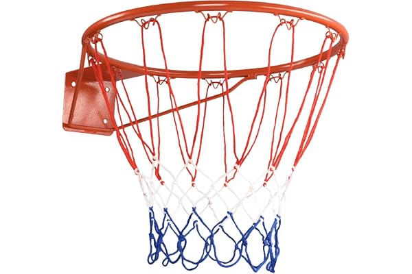 COSTWAY Panier de Basket Anneau Suspendu de Basket-Ball avec Filet Fixation au Murale en Acier Intérieur/Extérieur Diamètre du Anneau : 46 CM Convient aux Adultes et aux Enfants