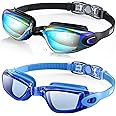 Aegend Swim Goggles, Pack of 2 Swimming Goggles Crystal Clear No Leaking Anti Fog UV Protection Triathlon Swim Goggles with Free Protection Case for Adult Men Women Youth Kids Child