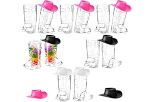 CHENGU 33 Pcs Cowboys Shot Glass Plastic Mini Western Cowgirl Hat and Boot Glasses for Bridegroom Bridal Shower Bachelorette Party