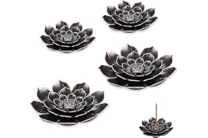 VEXQUIVERA 4 PCS Lotus Incense Holder Cone Incense Burner Incense Ash Catcher Holder Lotus Incense Stick Holders with Detachable Lotus Sticks Incense Burner for Incense Home Bedroom Yoga Room Tea House