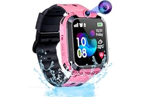 PUHIUYOI Reloj Inteligente Niño GPS, Reloj GPS Niños Localizador y Llamadas Smartwatch Niños Teléfono IP68 Impermeable SOS Móvil Pantalla Táctil Juego Voz Chat Despertador Clase Modo Estudiante Regalo