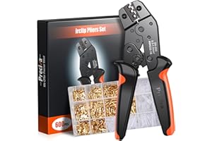 Crimping Tools for Spade Connector, 0.5-1.5mm²/22-16 AWG Electrical Crimping Pliers, Preciva Wire Terminals Crimping Tool with 600pcs Cable Brass Male Female Wire Terminal Connectors